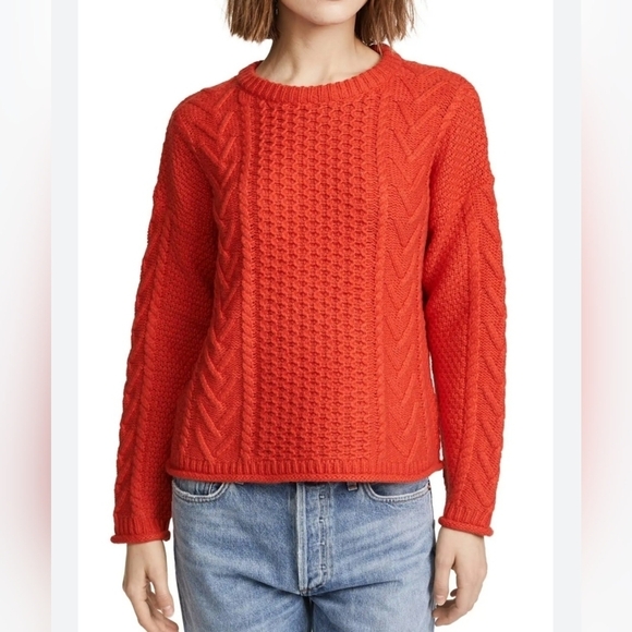 Sweaters - Madewell Merino Wool-Blend Cable Knit Crew Neck Academia Sweater Sz M